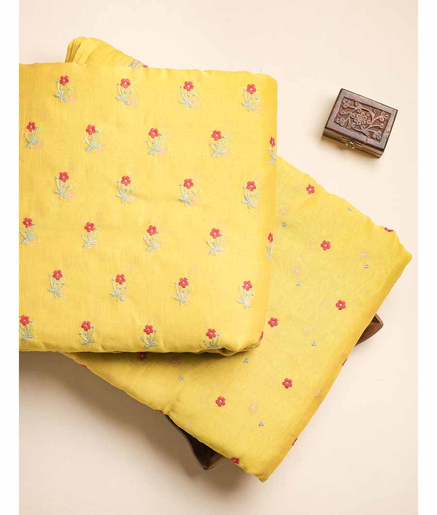 MUL CHANDERI EMBROIDERED FABRICS