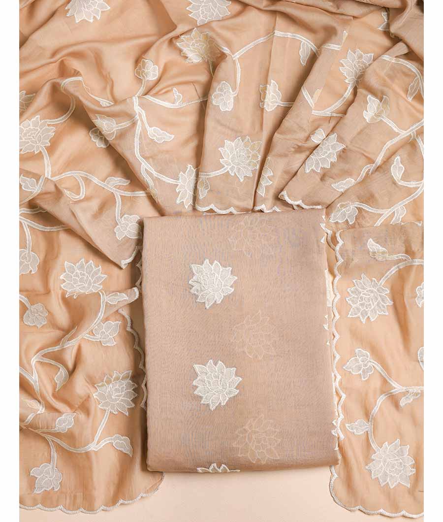 MUL CHANDERI APPLIQUE WORK SUIT SET