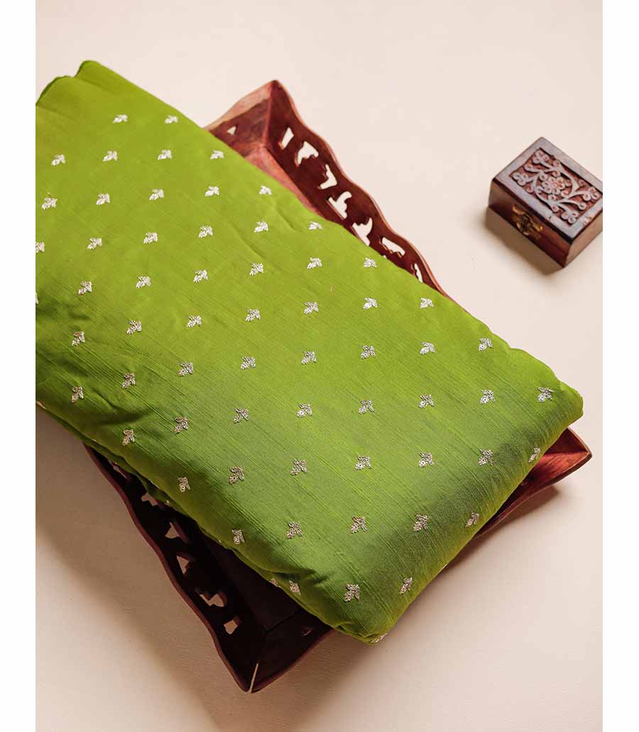 SEMI RAW SILK EMBROIDERED FABRIC