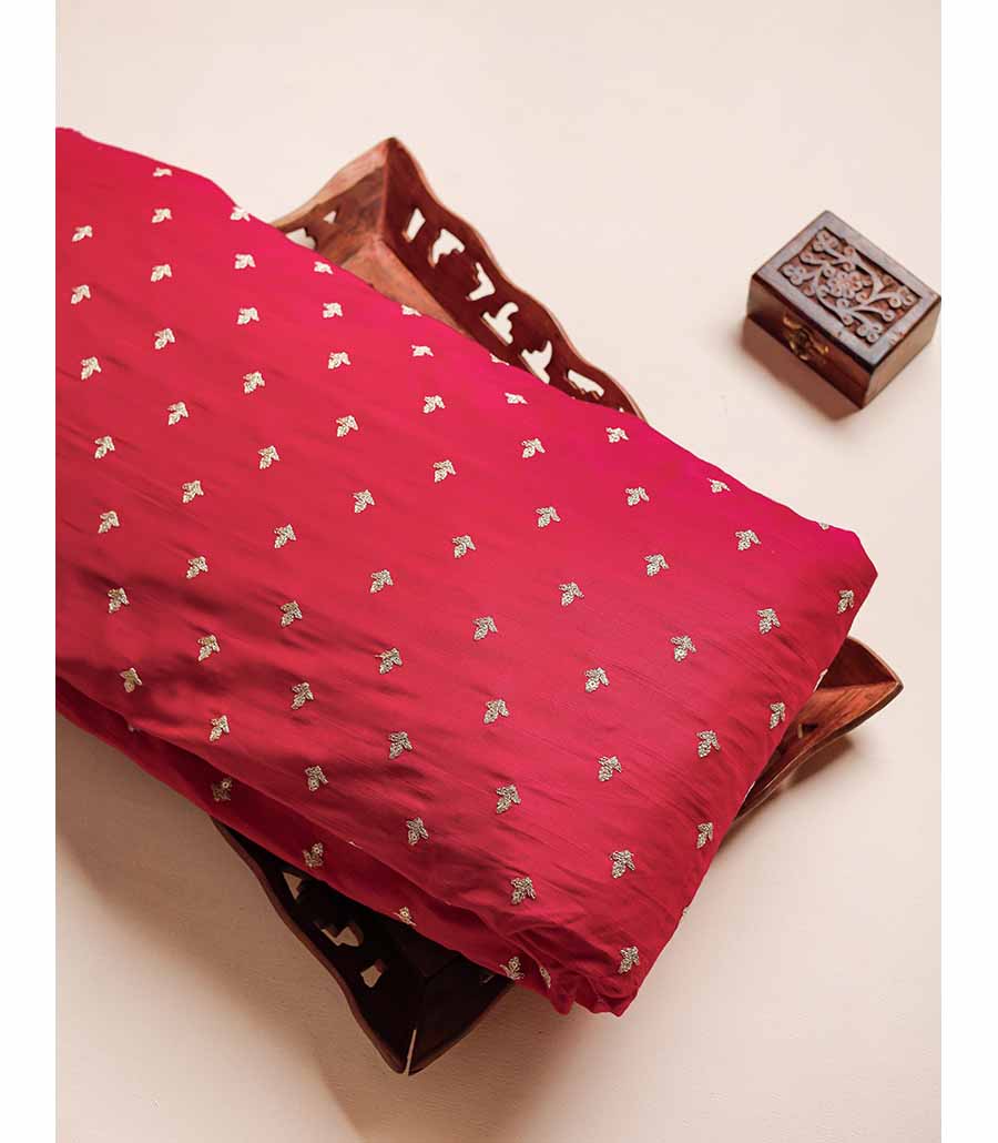 SEMI RAW SILK EMBROIDERED FABRIC