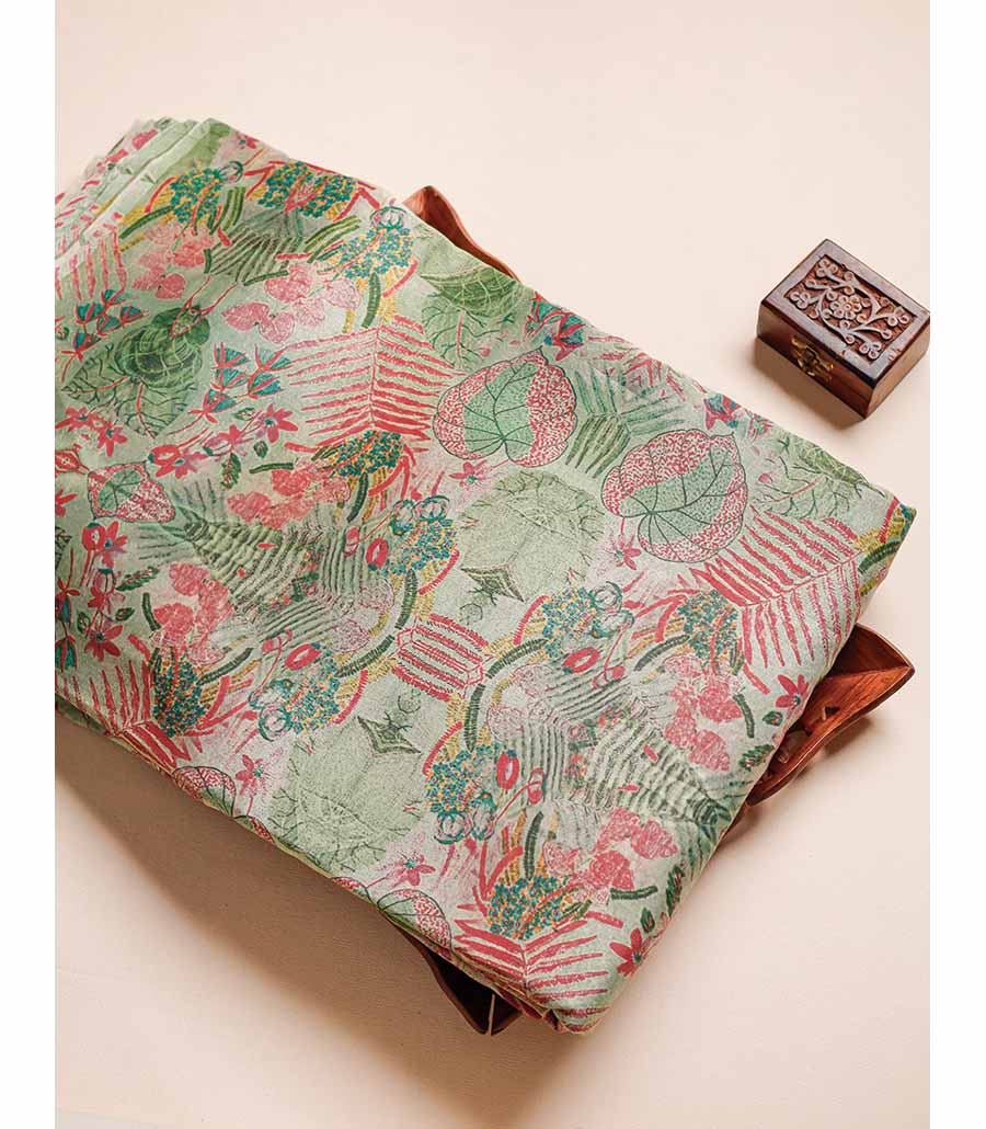 MUL CHANDERI  BLOCK PRINTED FABRIC