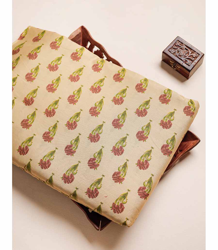 MUL CHANDERI  BLOCK PRINTED FABRIC