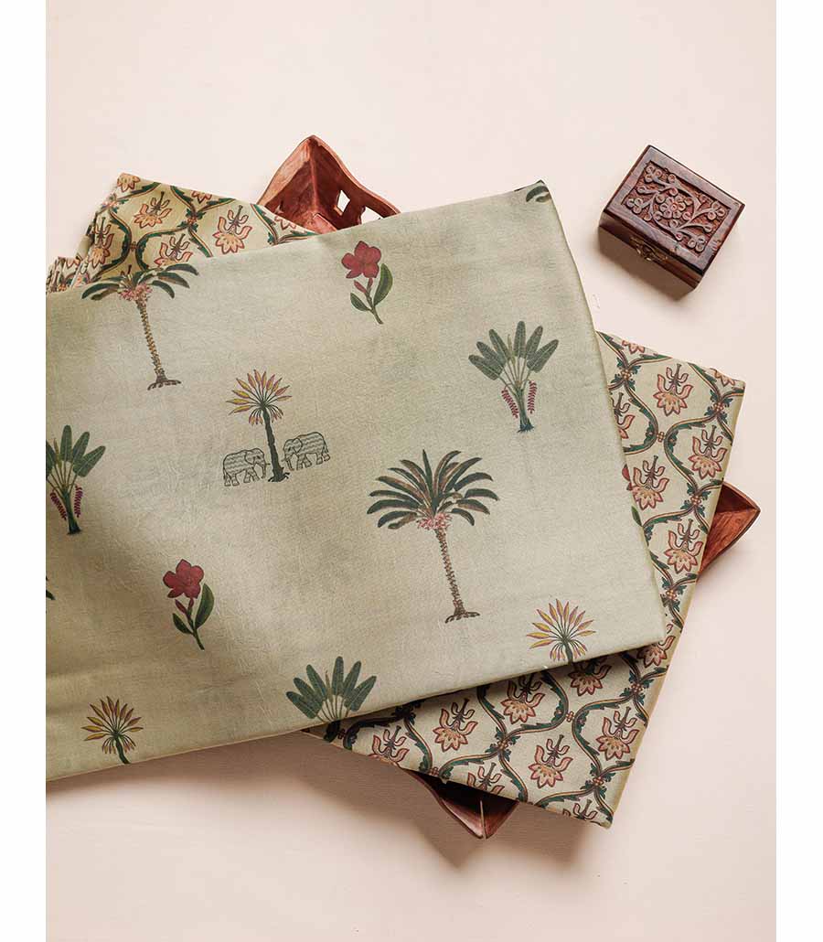 MUL CHANDERI BLOCK PRINTED FABRIC