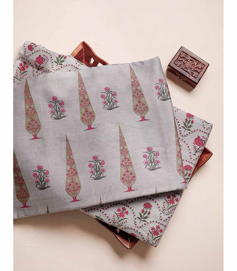 MUL CHANDERI BLOCK PRINTED FABRIC