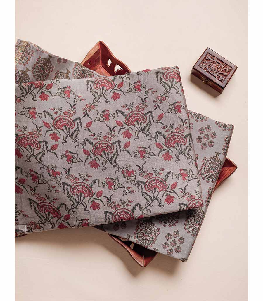 MUL CHANDERI BLOCK PRINTED FABRIC