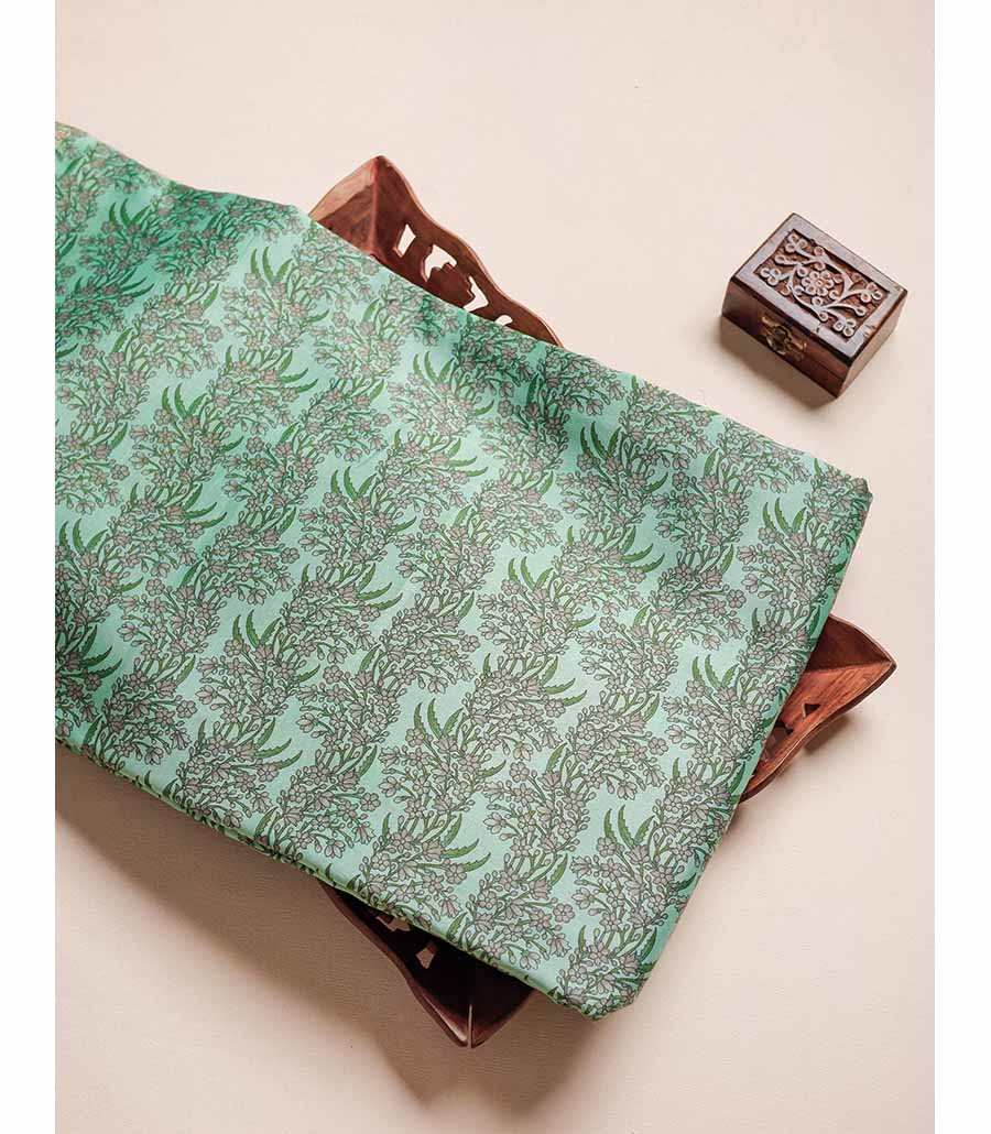 MUL CHANDERI  BLOCK PRINTED FABRIC