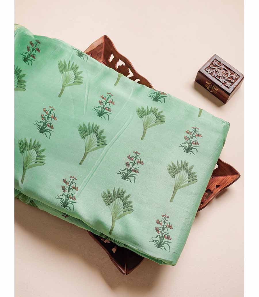 MUL CHANDERI  BLOCK PRINTED FABRIC