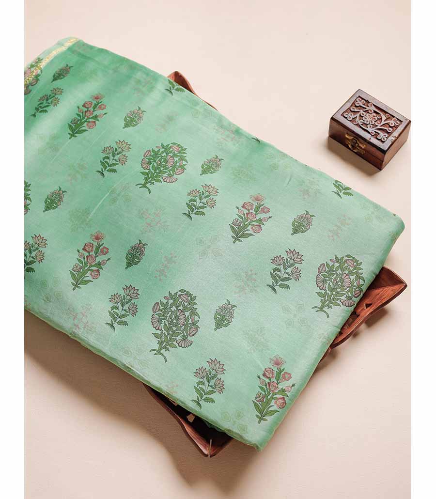 MUL CHANDERI  BLOCK PRINTED FABRIC