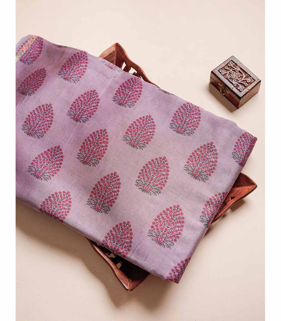 MUL CHANDERI  BLOCK PRINTED FABRIC