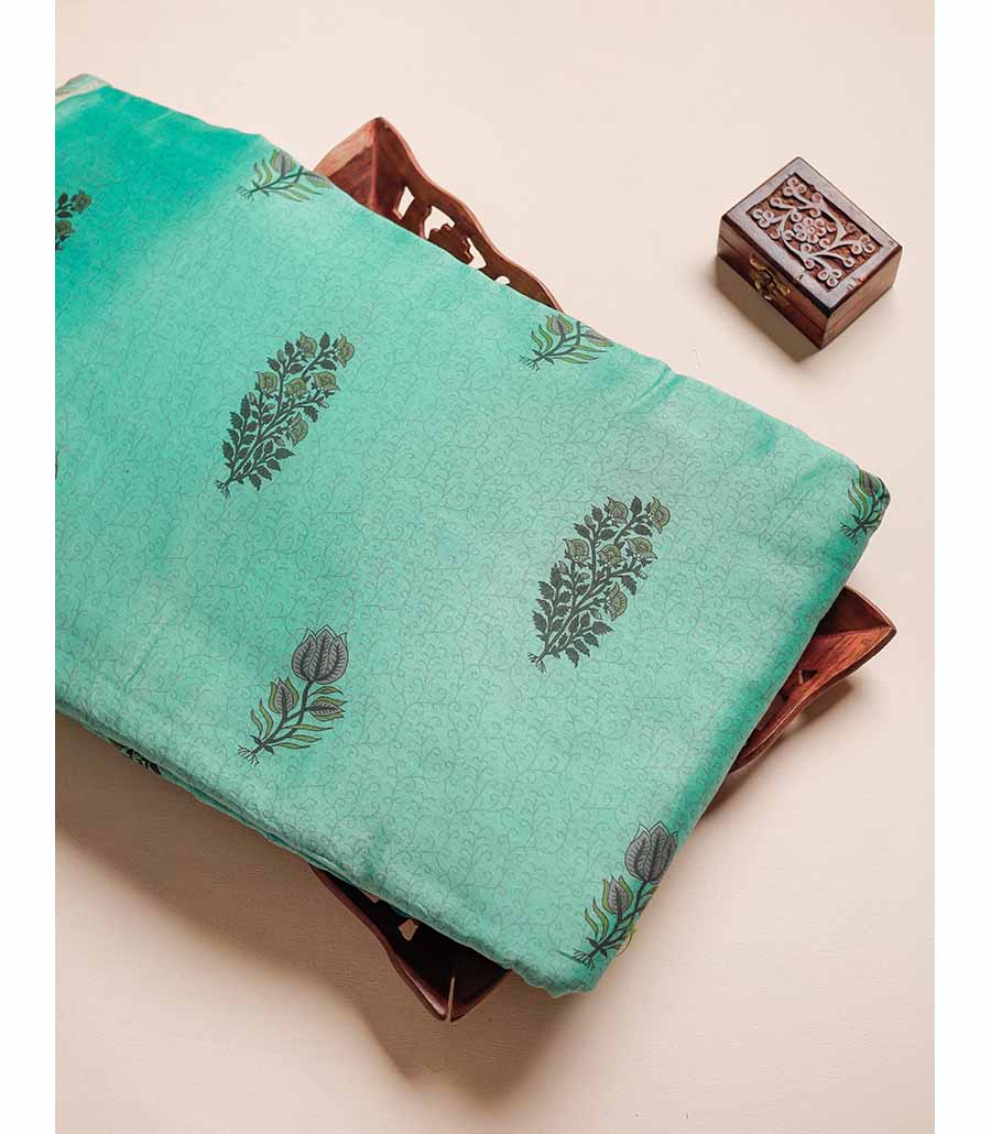 MUL CHANDERI  BLOCK PRINTED FABRIC