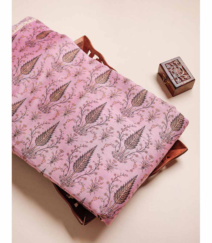 MUL CHANDERI  BLOCK PRINTED FABRIC