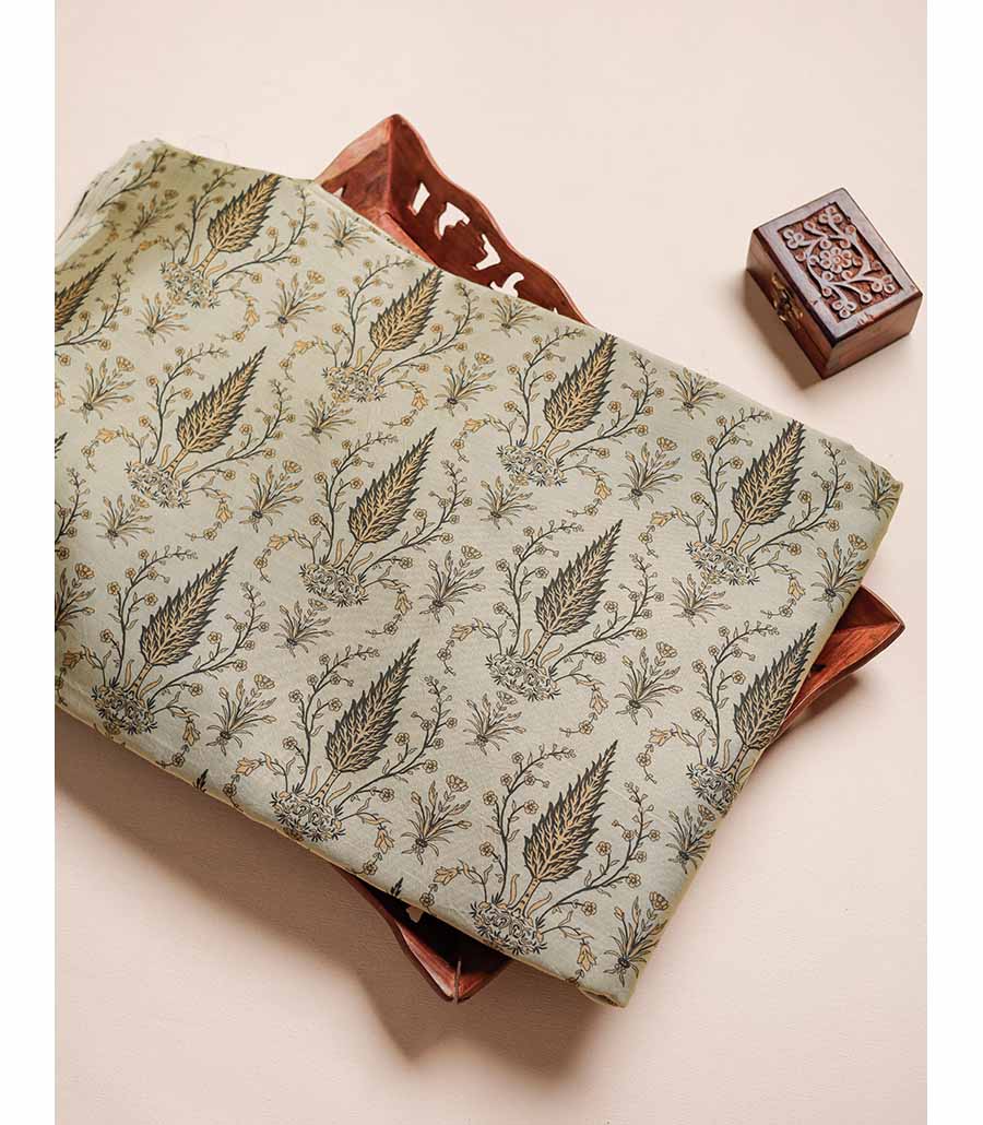 MUL CHANDERI  BLOCK PRINTED FABRIC