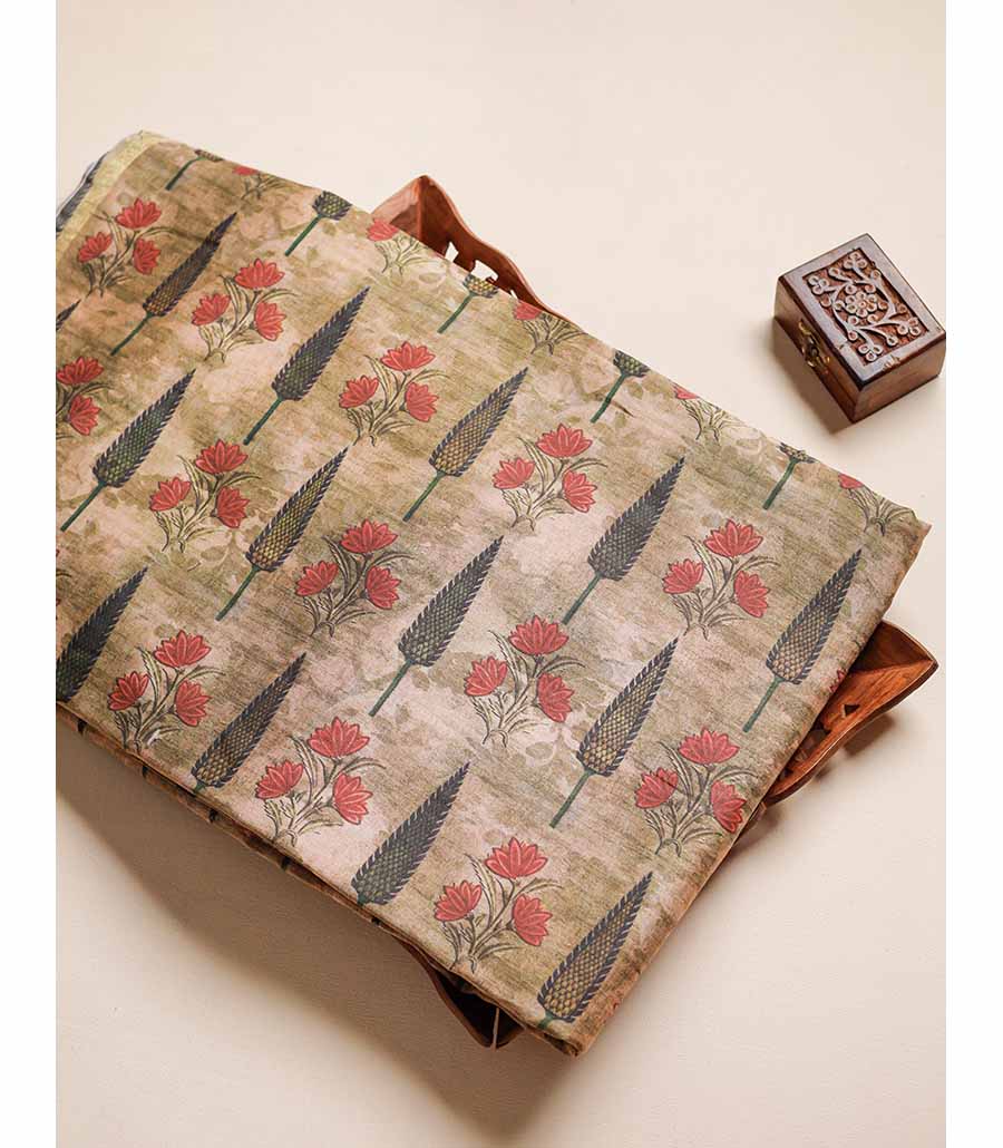 MUL CHANDERI  BLOCK PRINTED FABRIC