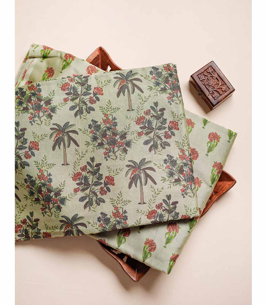 MUL CHANDERI BLOCK PRINTED FABRIC