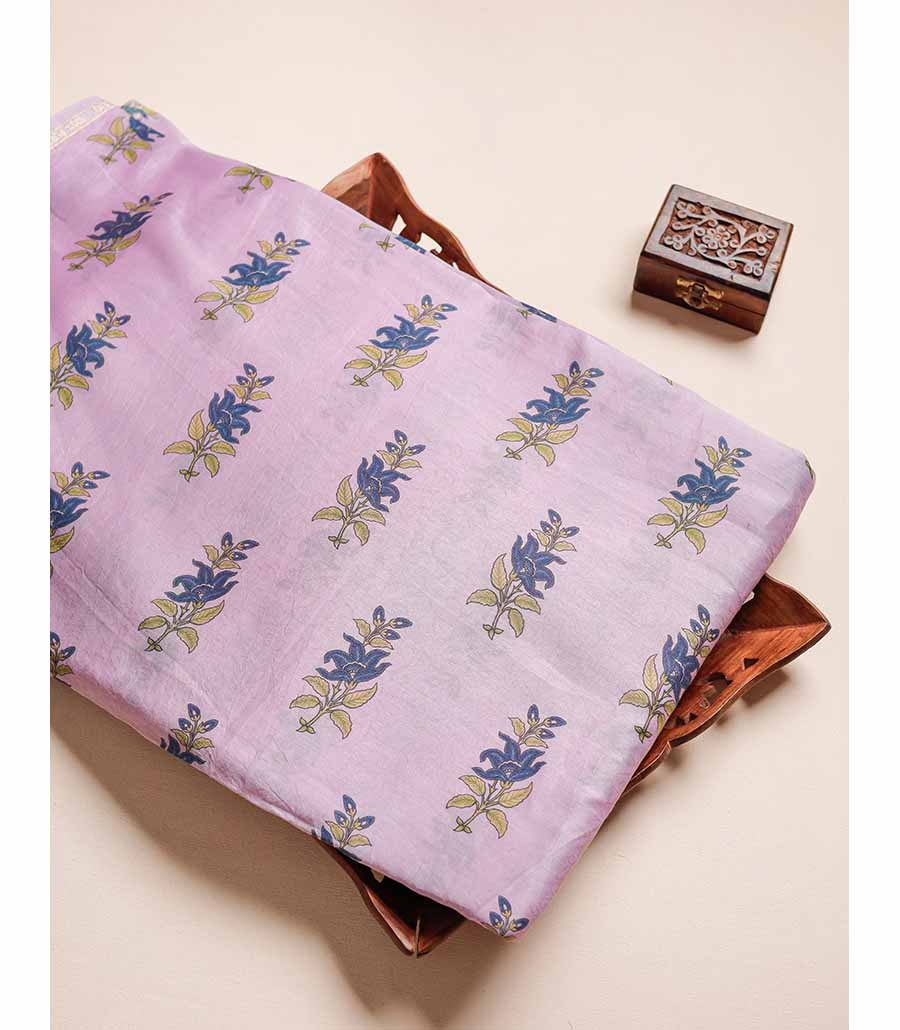 MUL CHANDERI  BLOCK PRINTED FABRIC