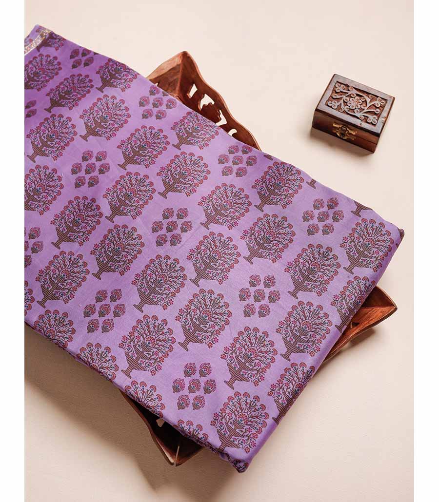 MUL CHANDERI  BLOCK PRINTED FABRIC