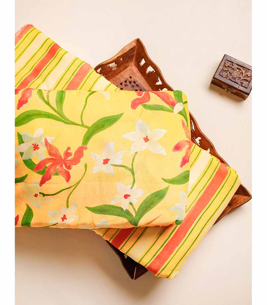 PURE LINEN SILK PRINTED FABRIC