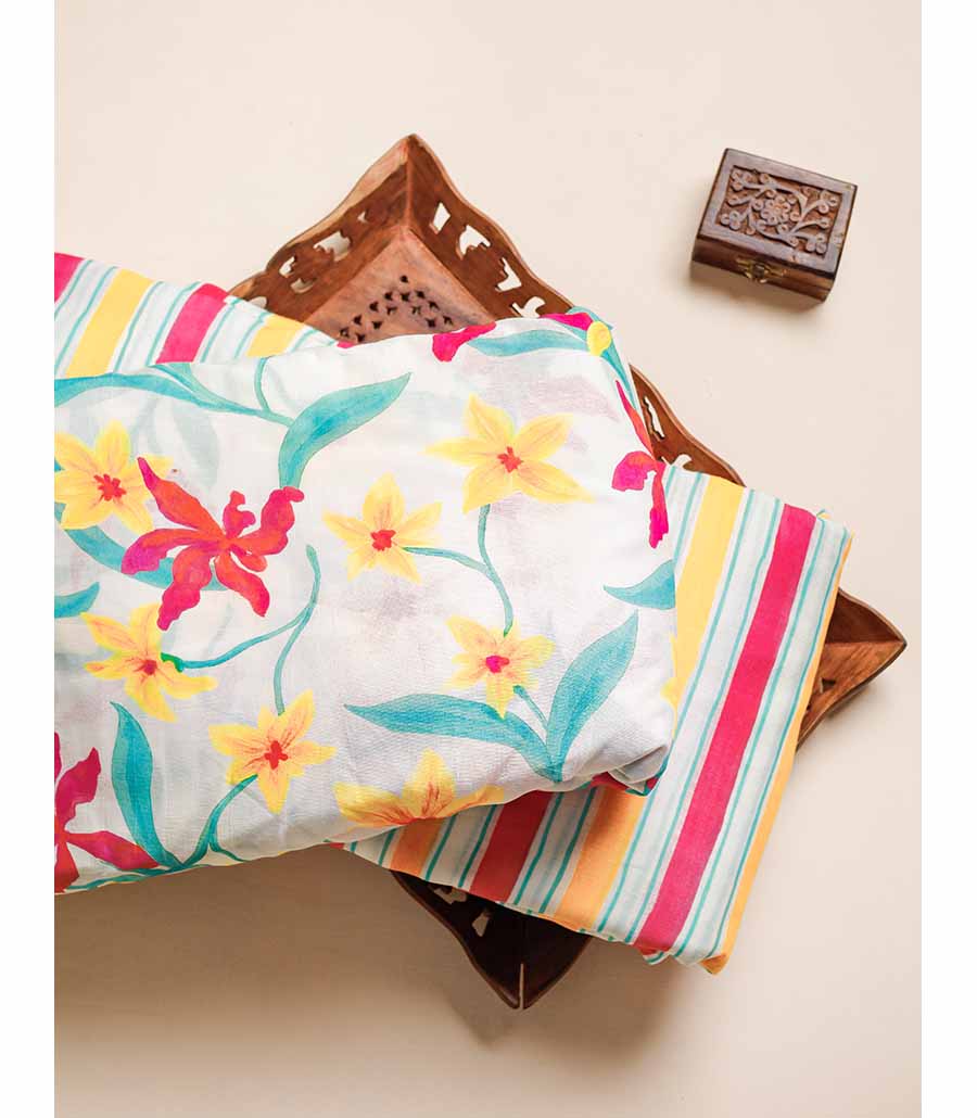 PURE LINEN SILK PRINTED FABRIC