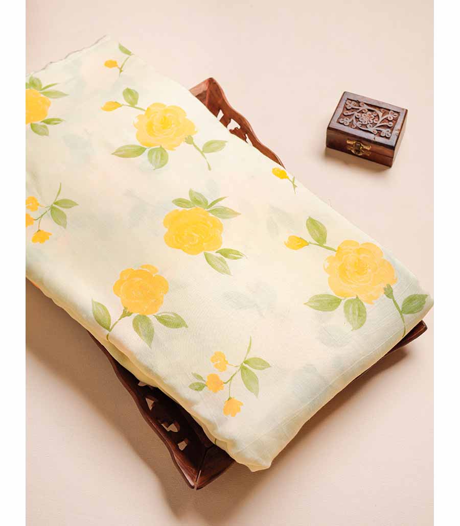 PURE LINEN SILK PRINTED FABRIC