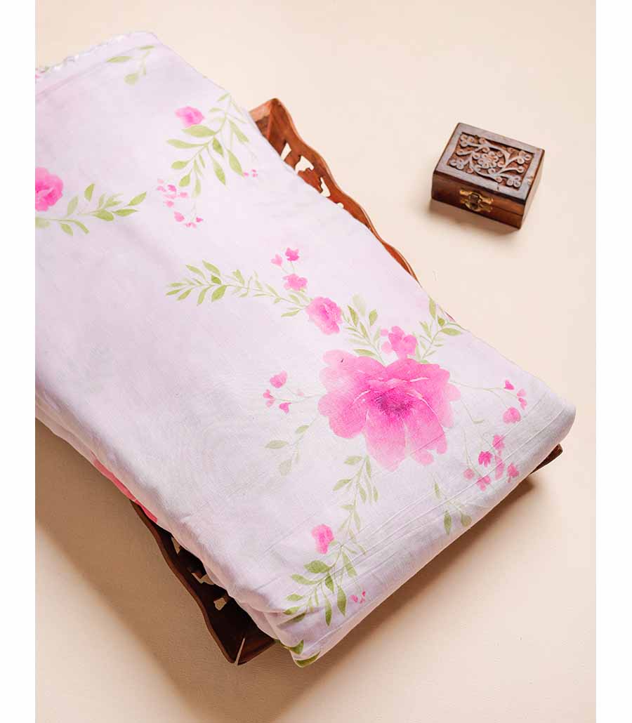 PURE LINEN SILK PRINTED FABRIC