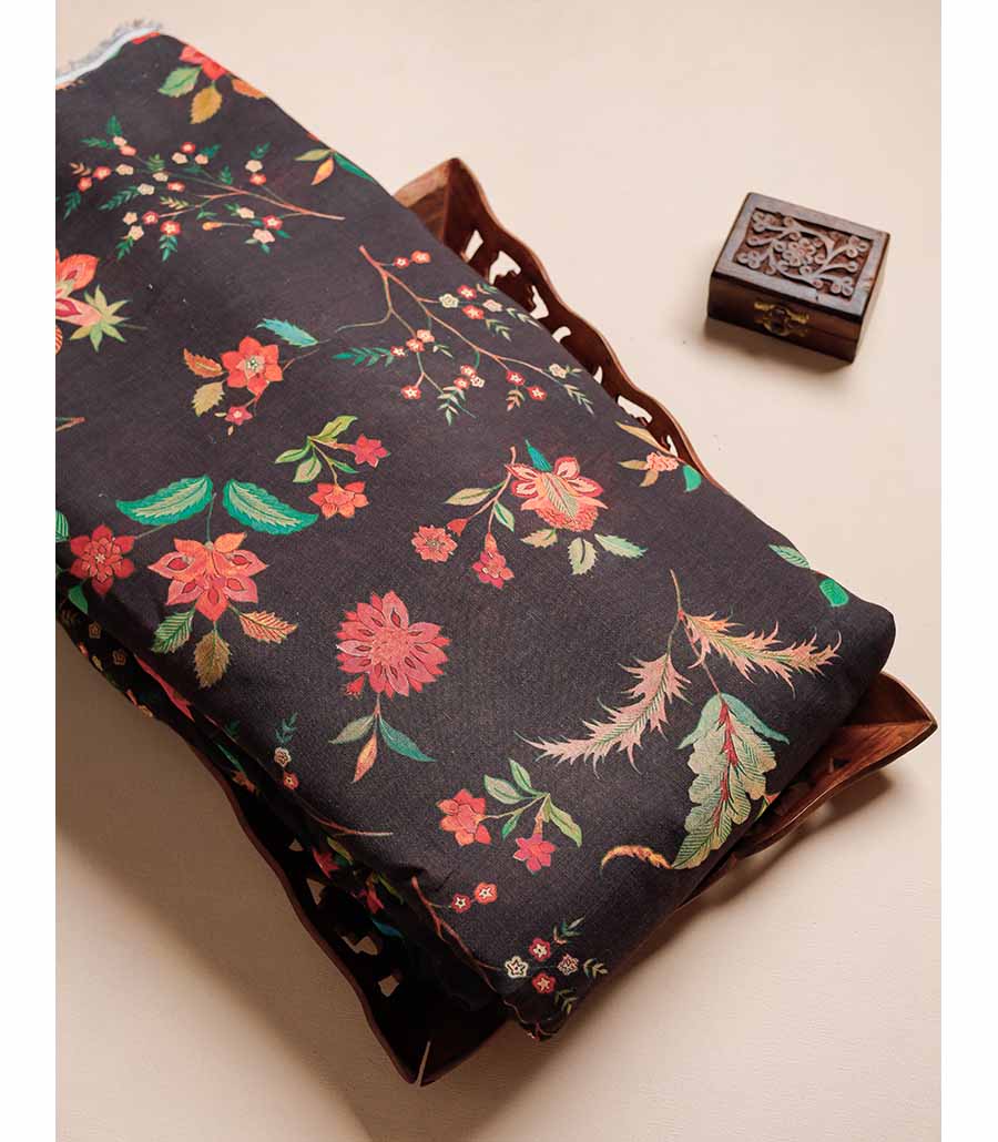 PURE LINEN SILK PRINTED FABRIC