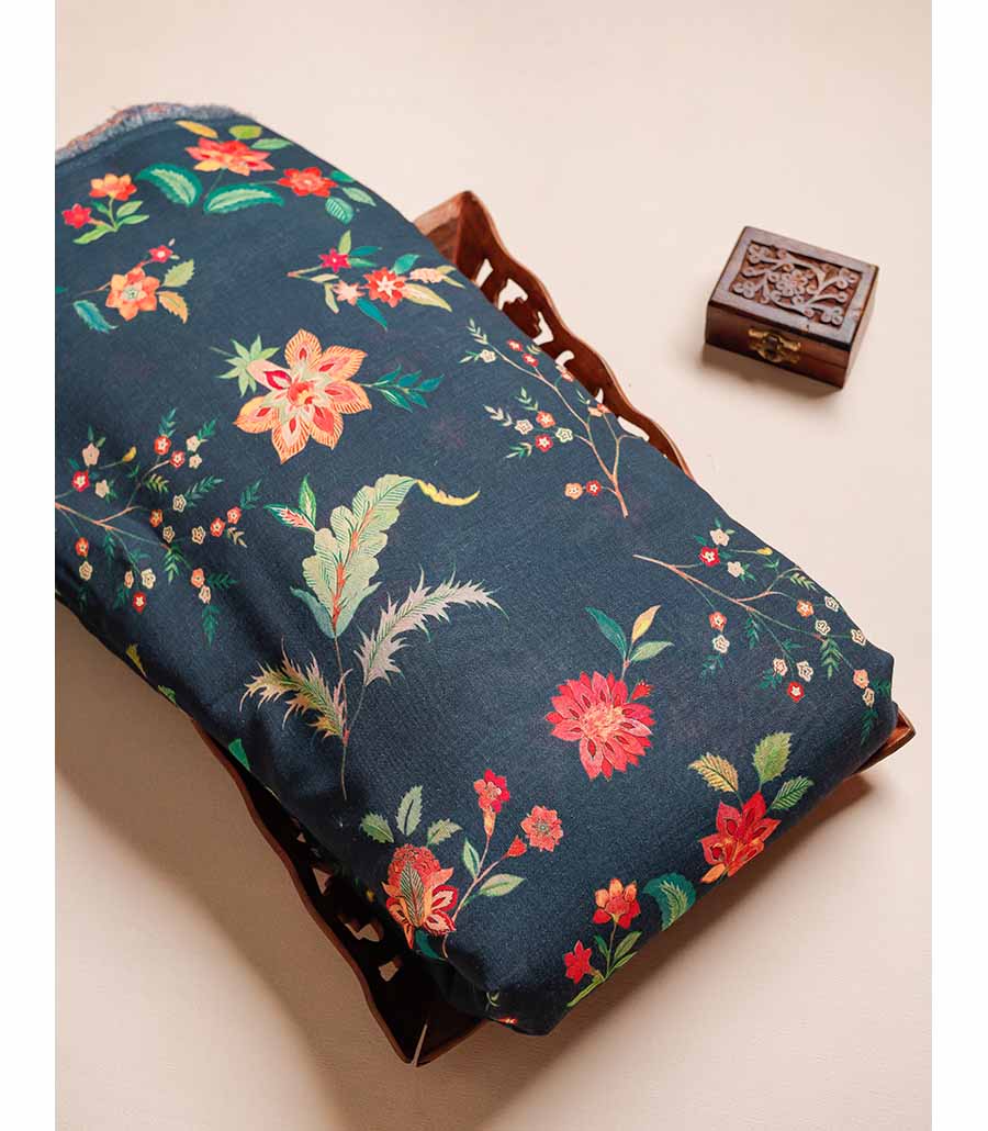 PURE LINEN SILK PRINTED FABRIC