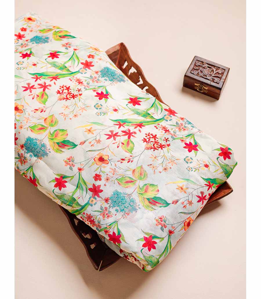 PURE LINEN SILK PRINTED FABRIC