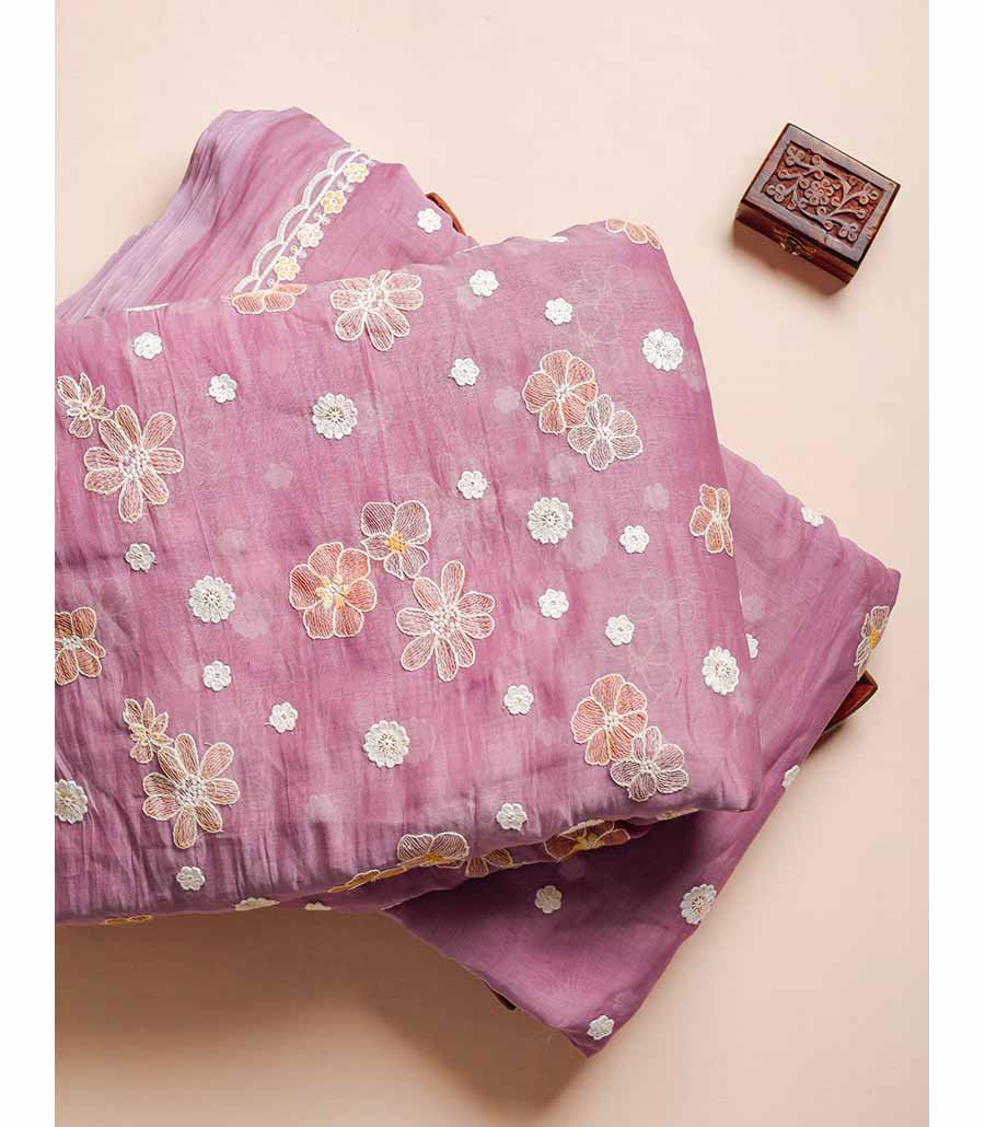 MUL CHANDERI EMBROIDERY FABRIC