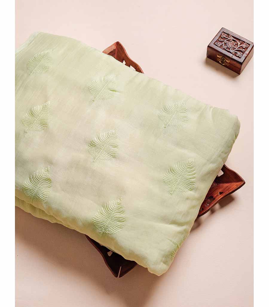 MUL CHANDERI EMBROIDERY FABRIC