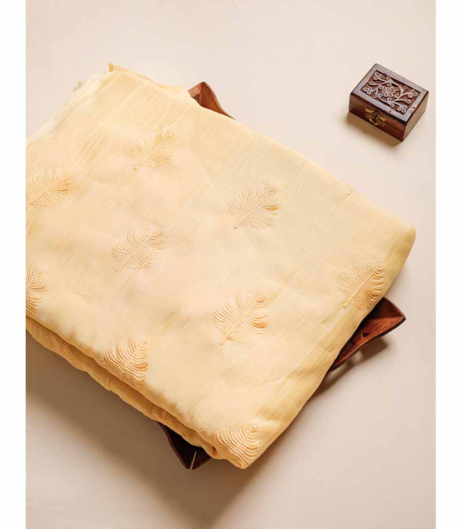 MUL CHANDERI EMBROIDERY FABRIC