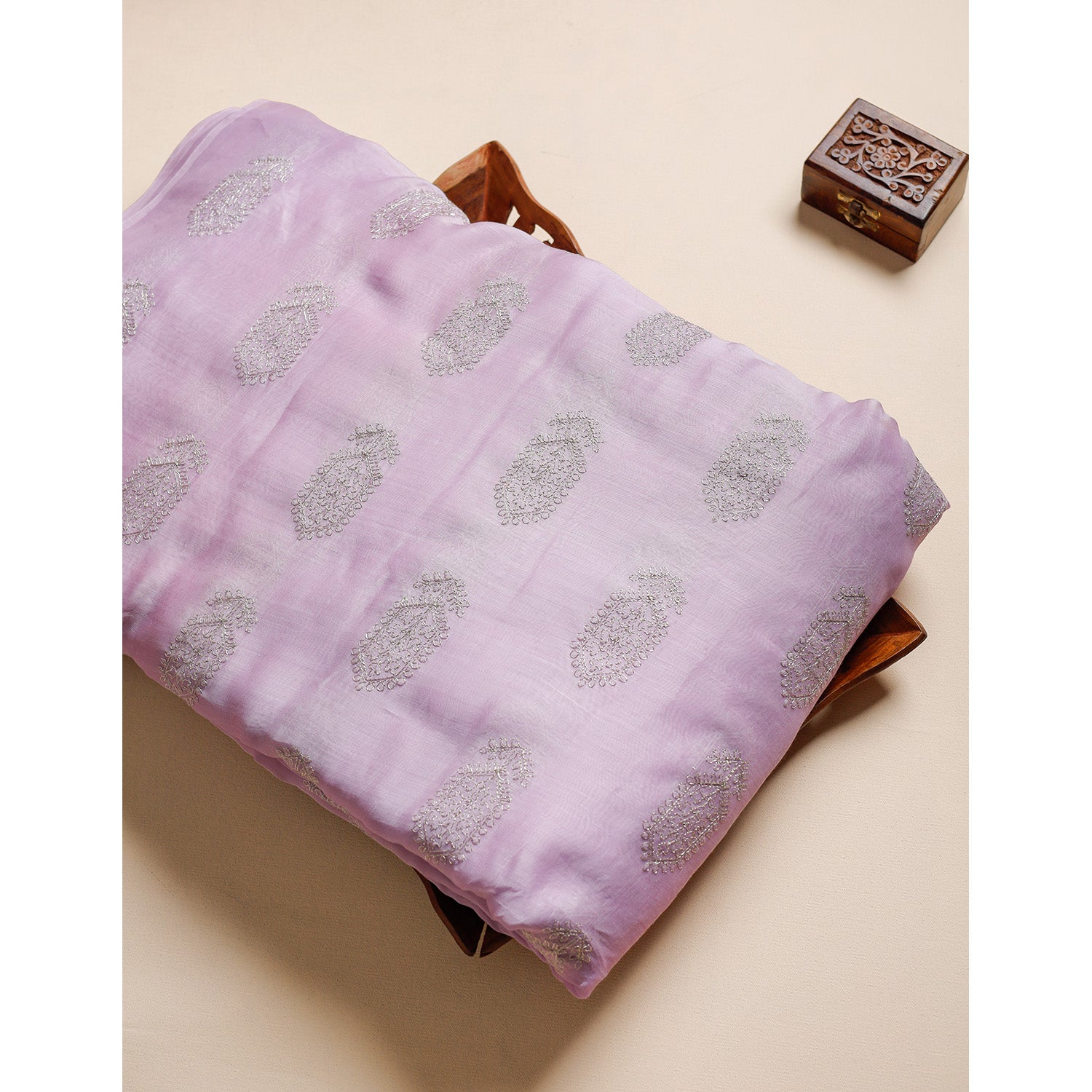 MUL CHANDERI ZARI EMBROIDERY FABRIC