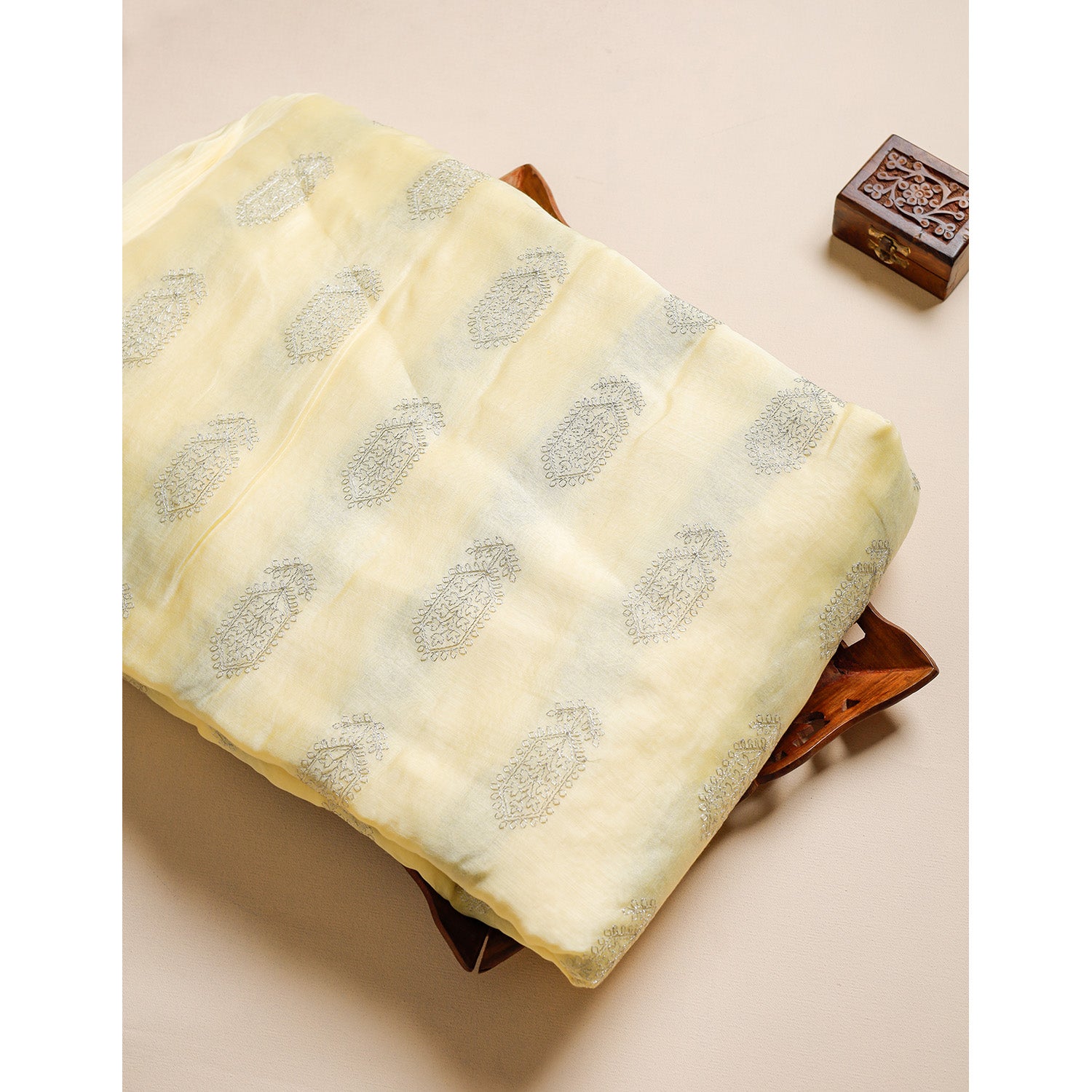 MUL CHANDERI ZARI EMBROIDERY FABRIC