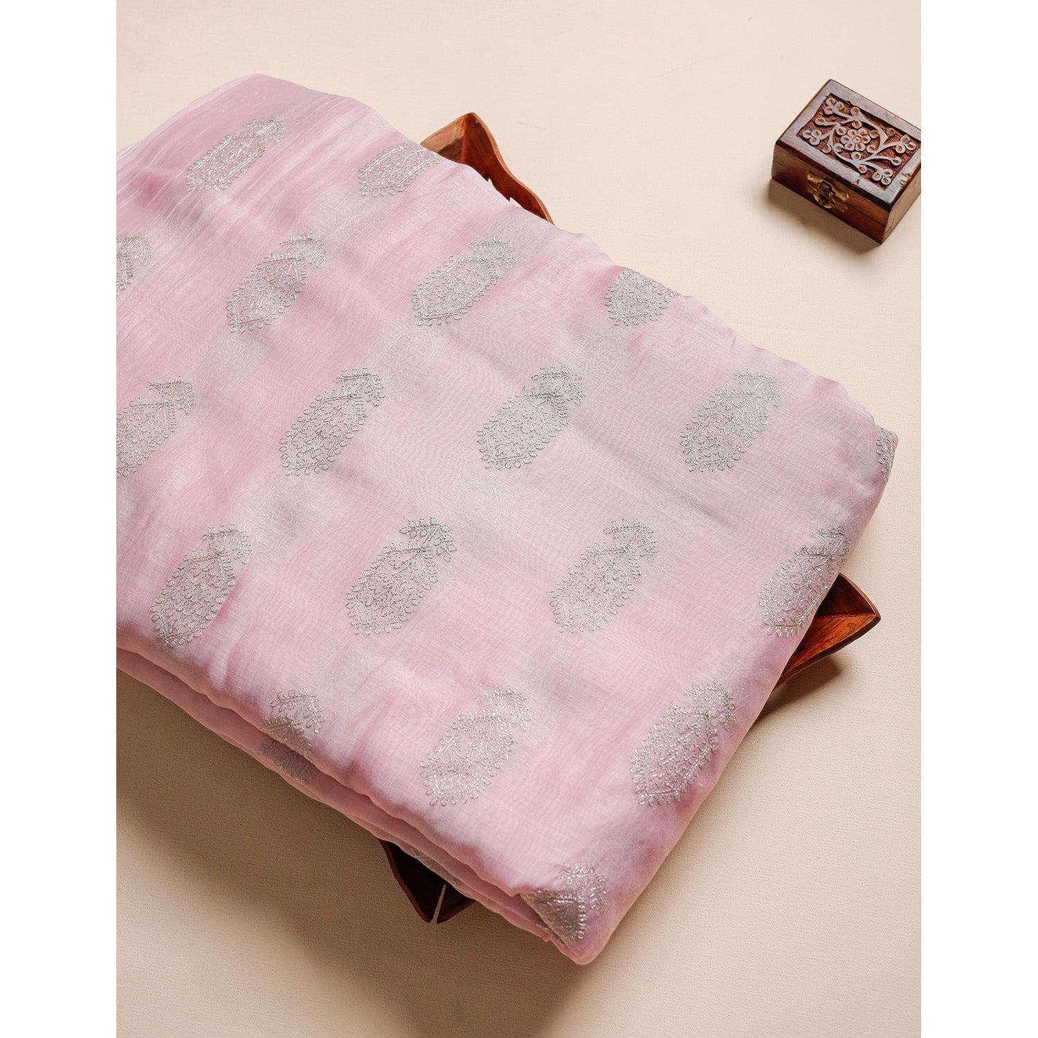 MUL CHANDERI ZARI EMBROIDERY FABRIC