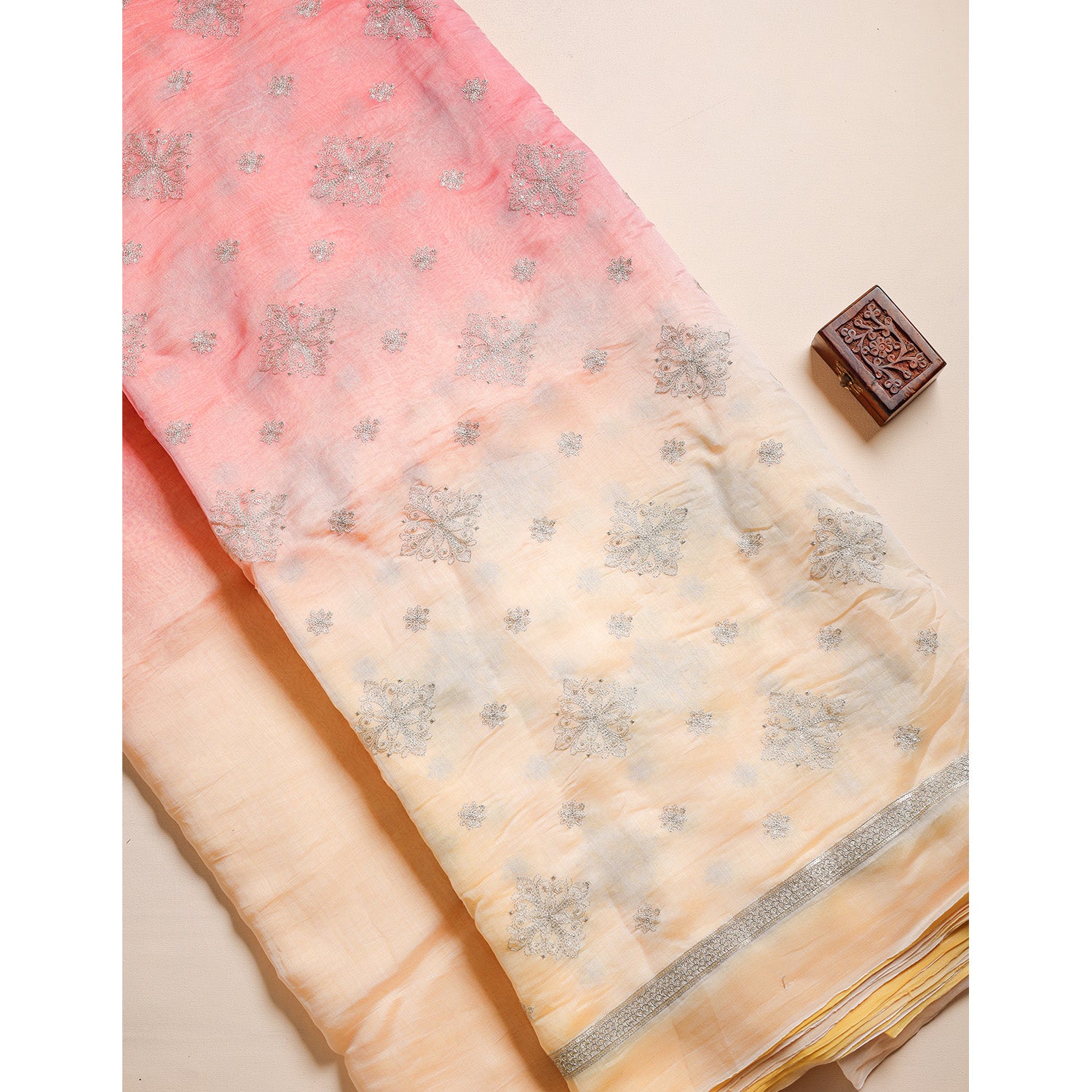 OMBRE MUL CHANDERI ZARI EMBROIDERY & PLAIN FABRICS