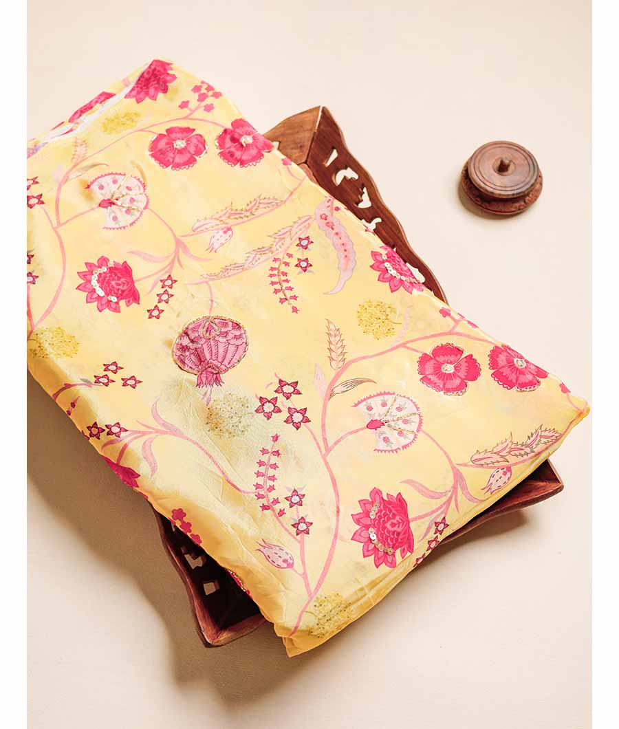 CREPE SILK HAND WORK FABRIC