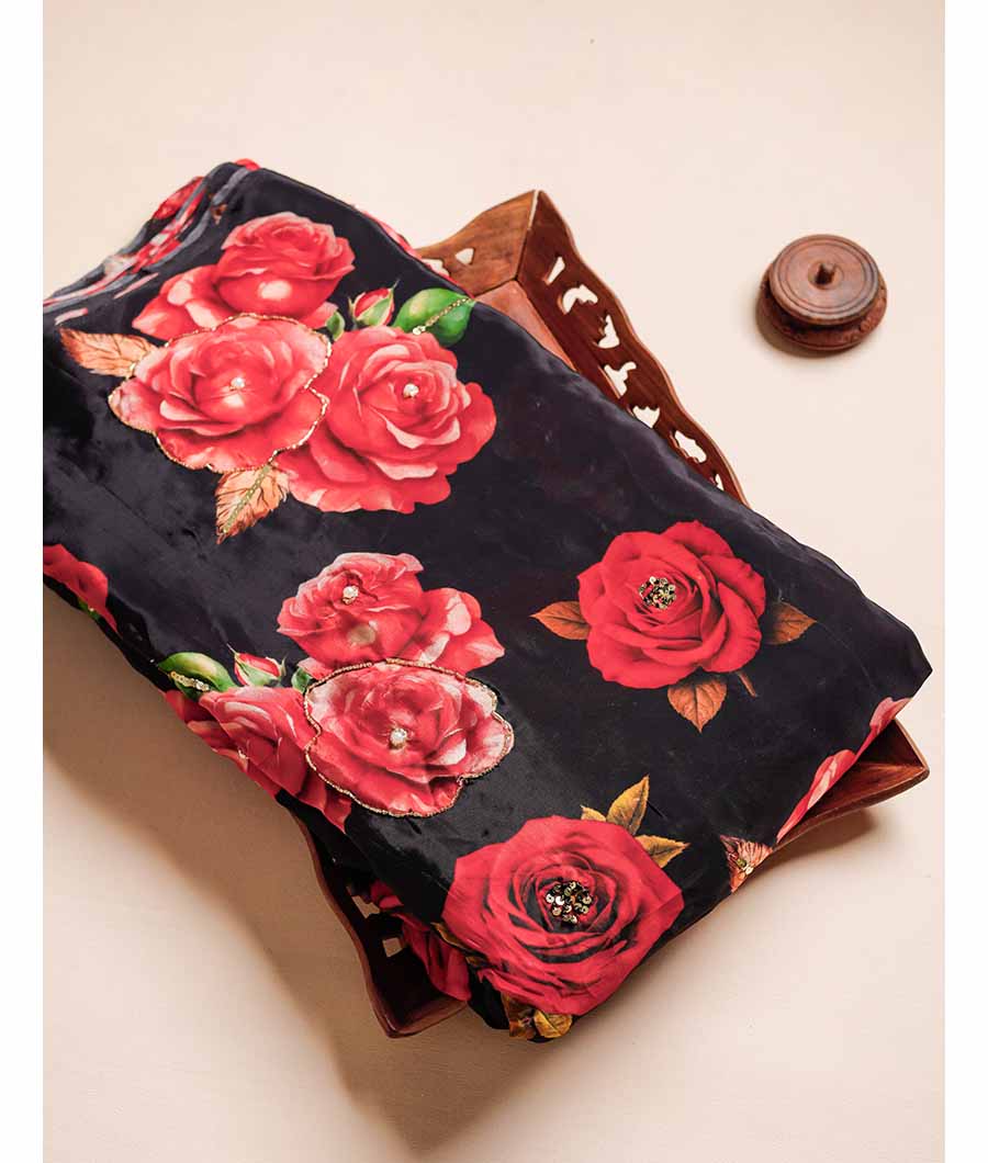 CREPE SILK HAND WORK FABRIC