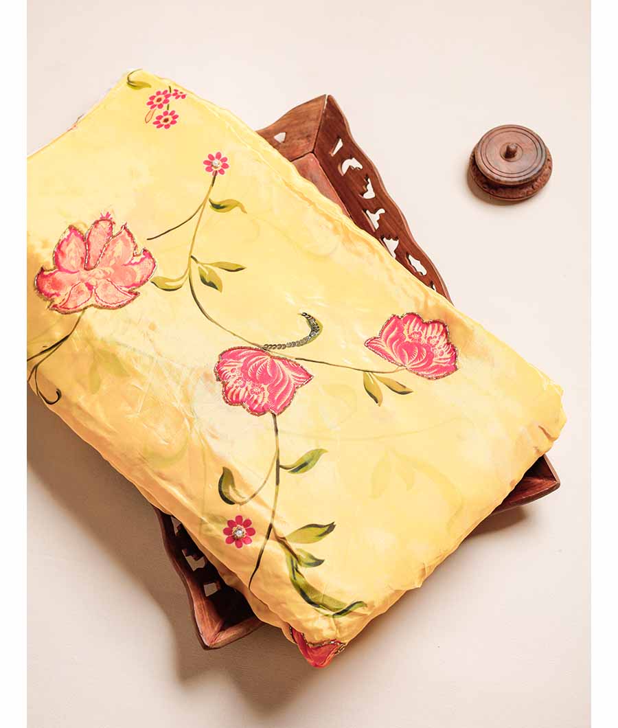 CREPE SILK HAND WORK FABRIC