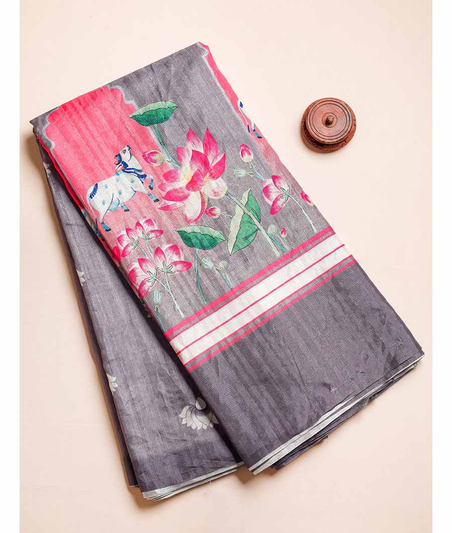 SEMI TUSSAR PRINTED FABRIC