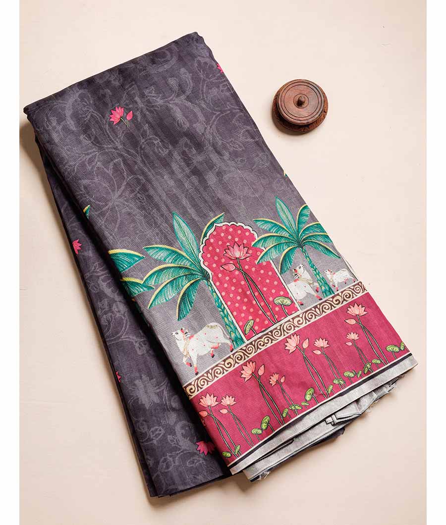 SEMI TUSSAR PRINTED FABRIC