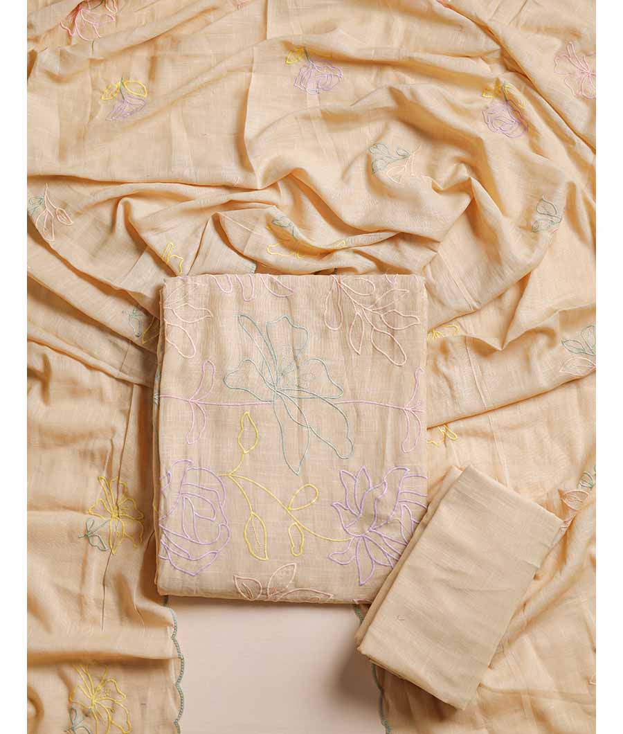 PURE COTTON SLUB EMBROIDERD  SUIT SET