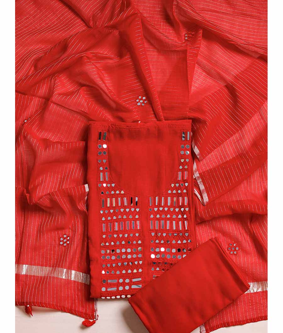 PURE MUL CHANDERI HAND MIRROR SUIT SET