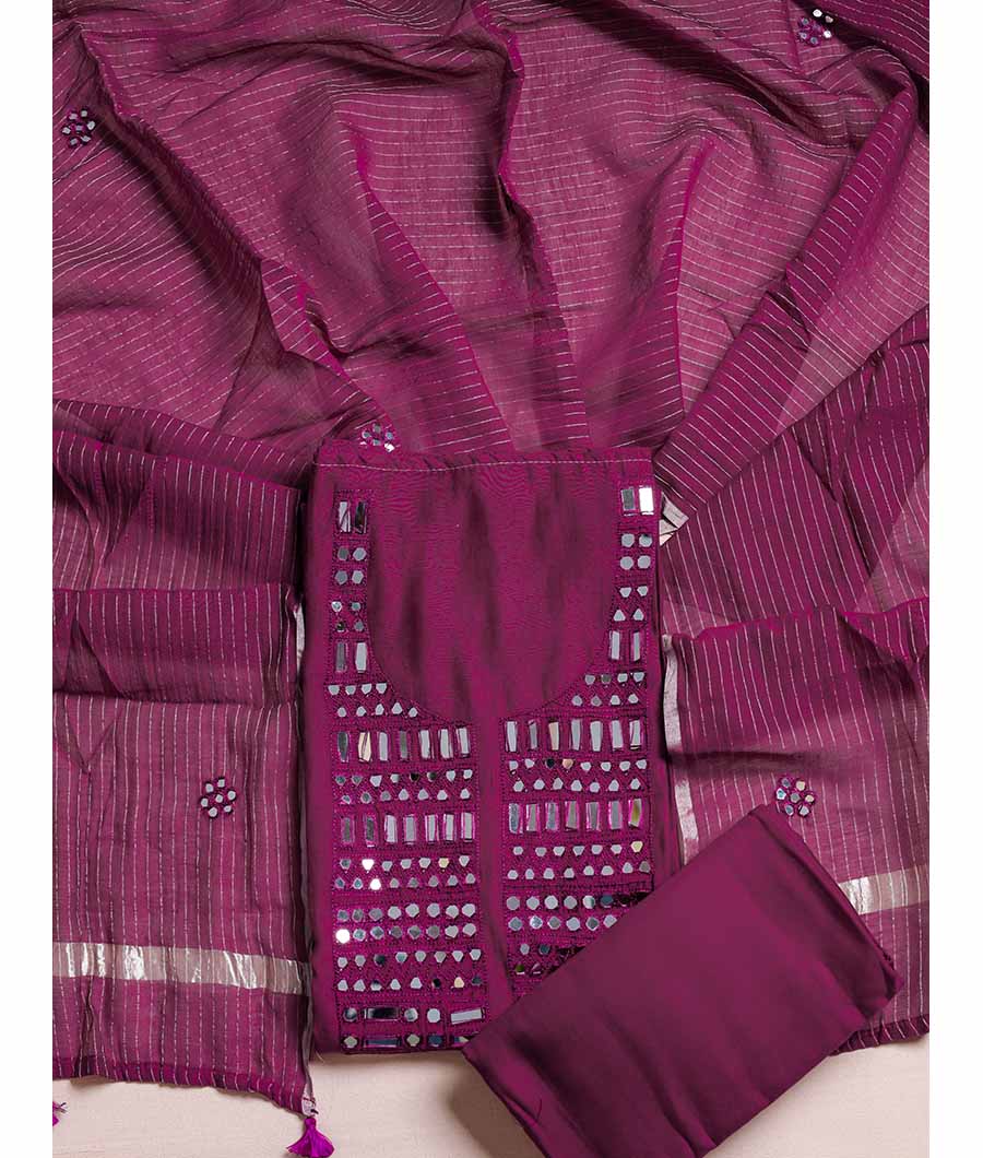 PURE MUL CHANDERI HAND MIRROR SUIT SET