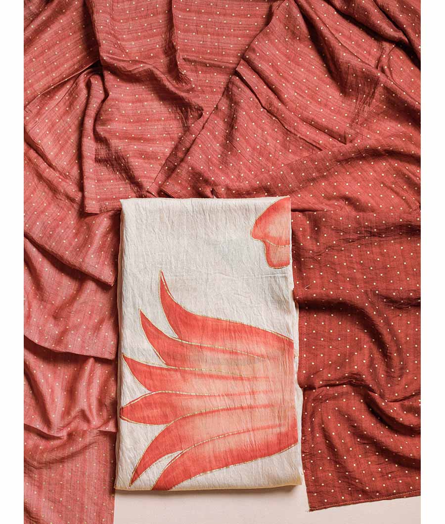 GULZAR'E'MOGRA - BRUSH PAINTED MOGRA CHANDERI SUIT SET