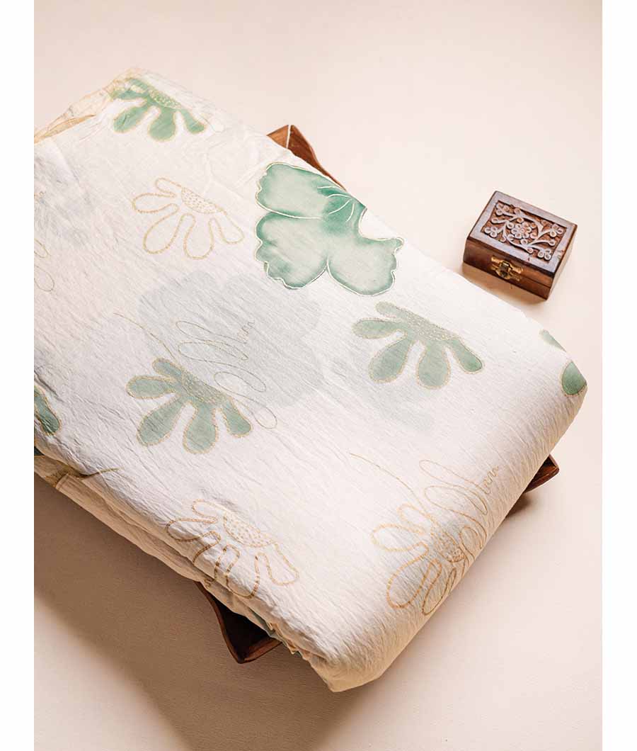 MOGRA CHANDERI HAND PAINTED FABRIC