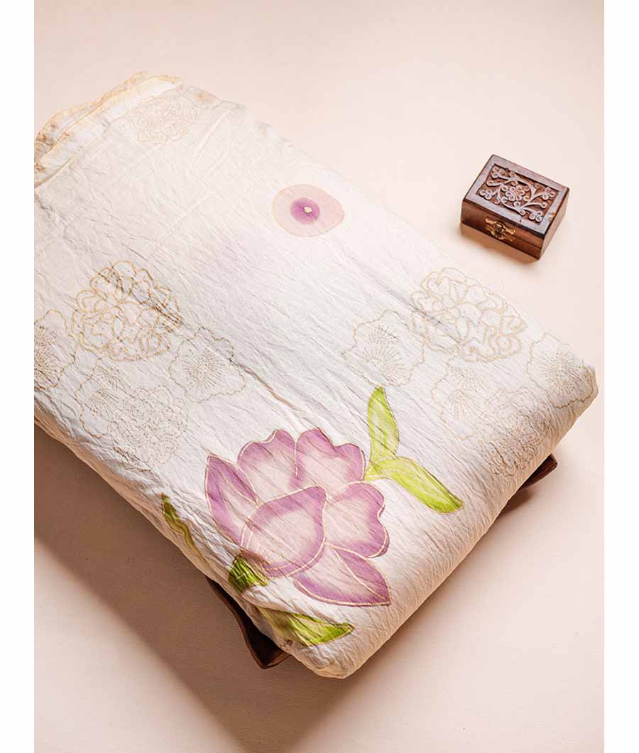 MOGRA CHANDERI HAND PAINTED FABRIC