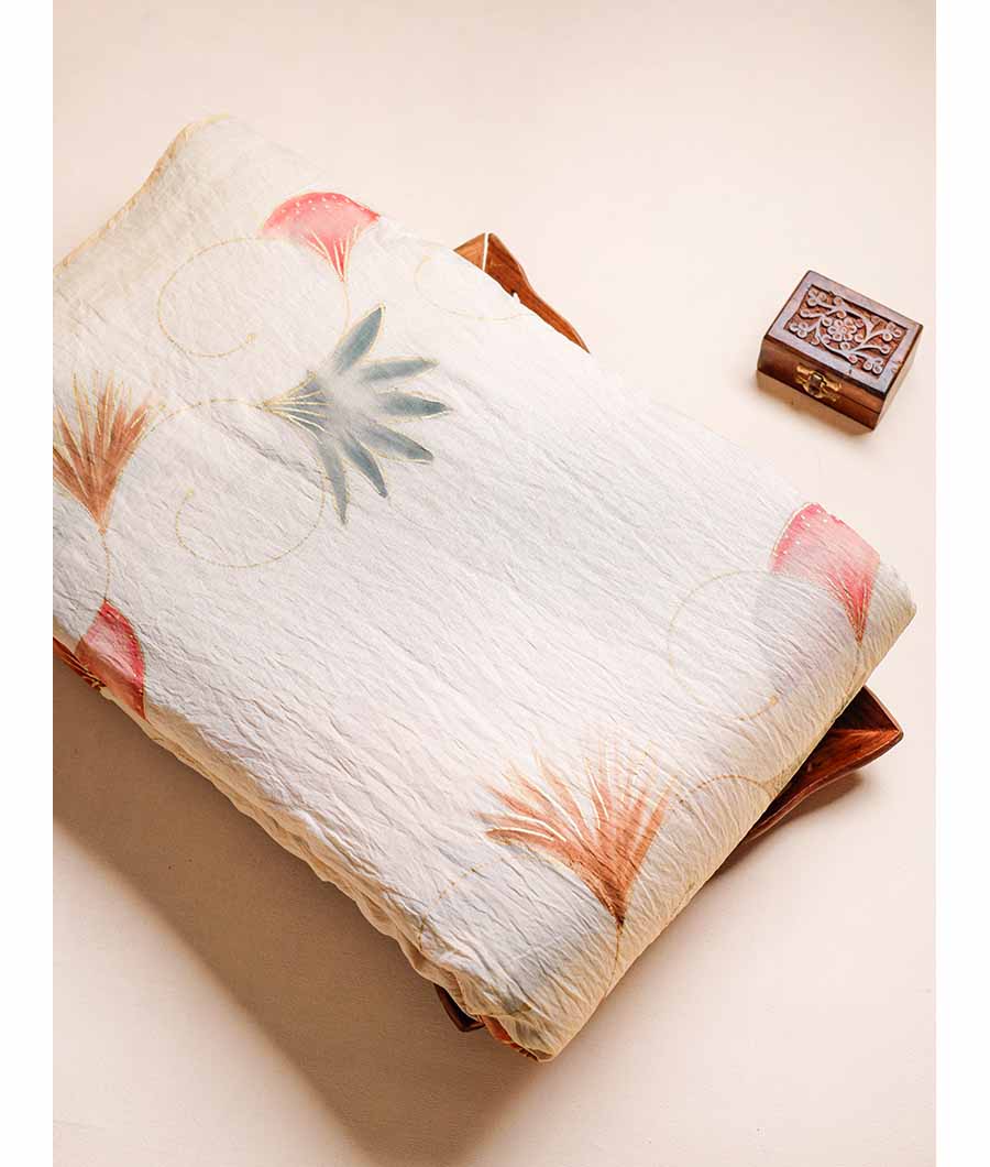 MOGRA CHANDERI HAND PAINTED FABRIC