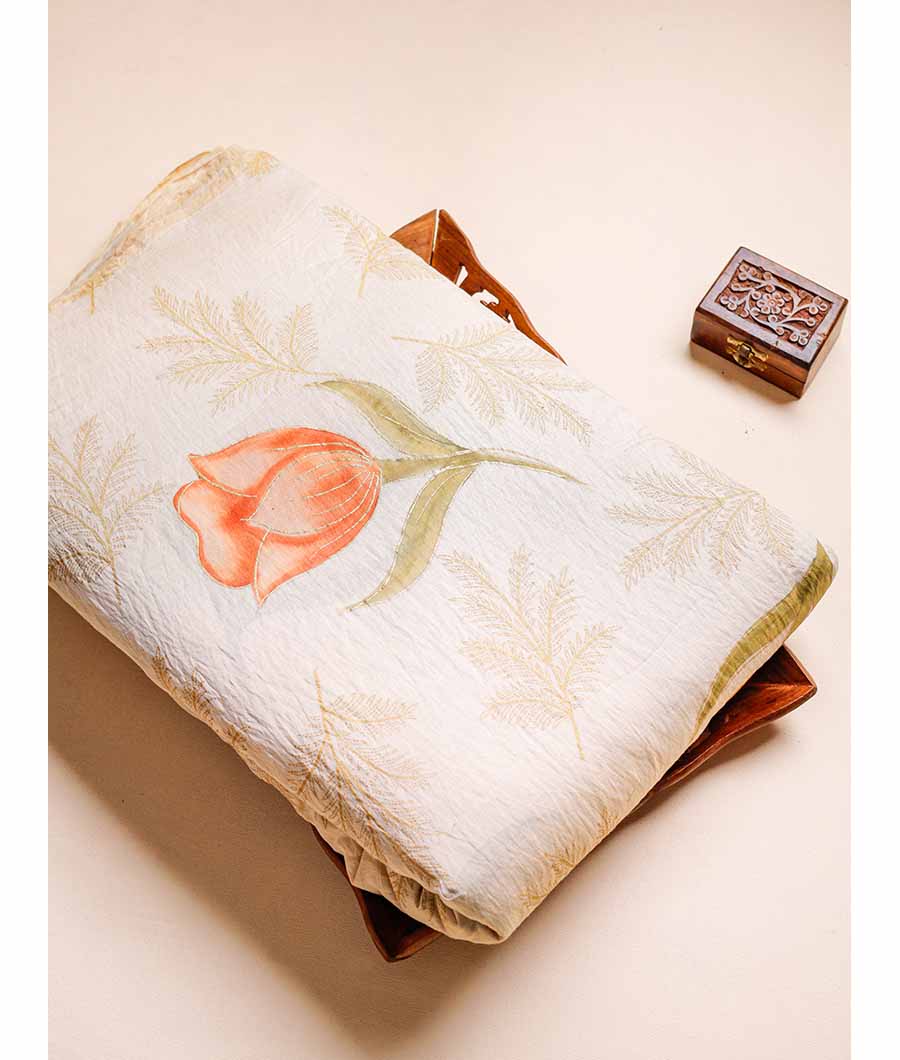 MOGRA CHANDERI HAND PAINTED FABRIC