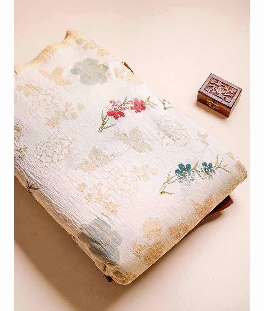 MOGRA CHANDERI HAND PAINTED FABRIC