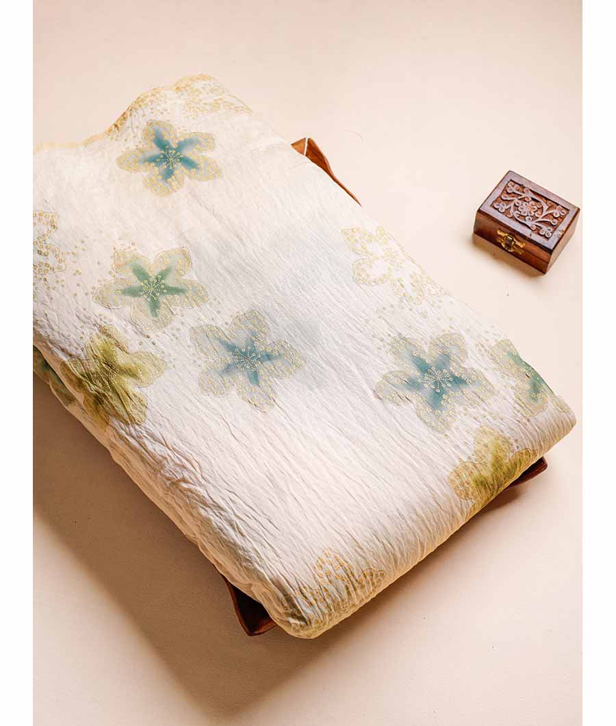 MOGRA CHANDERI HAND PAINTED FABRIC