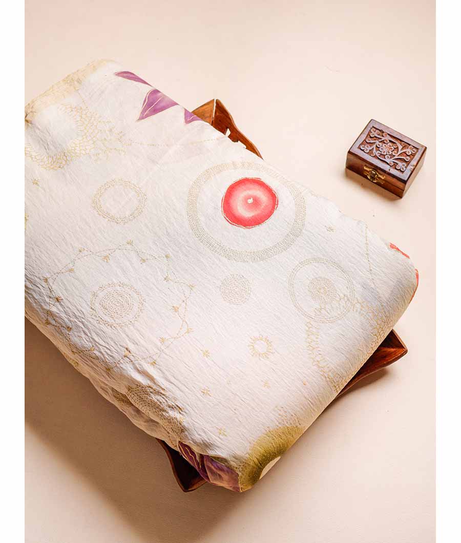 MOGRA CHANDERI HAND PAINTED FABRIC